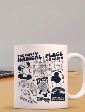 Disney White And Black Park Icons Ceramic Mug